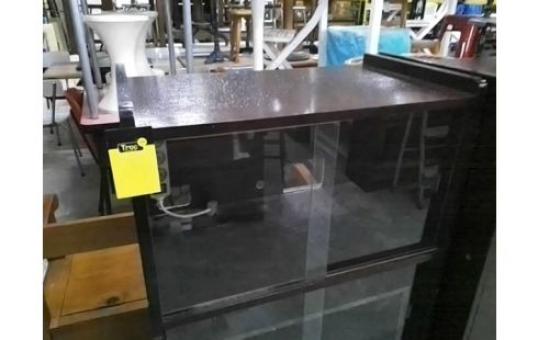 MEUBLE TECK ETAGERE AVEC VITRES