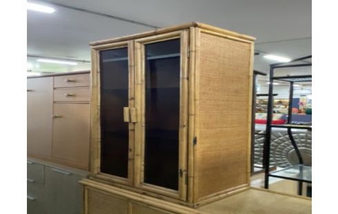 VITRINE BAMBOU ROTIN 2P 2ETAGERES