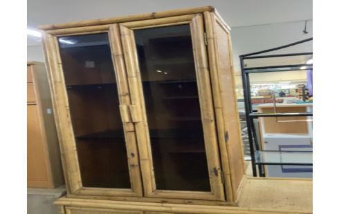 VITRINE BAMBOU ROTIN 2P 2ETAGERES