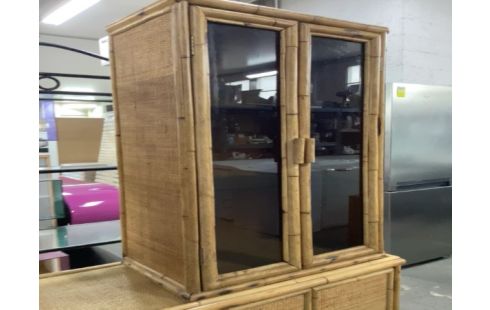 VITRINE BAMBOU ROTIN 2P 2ETAGERES