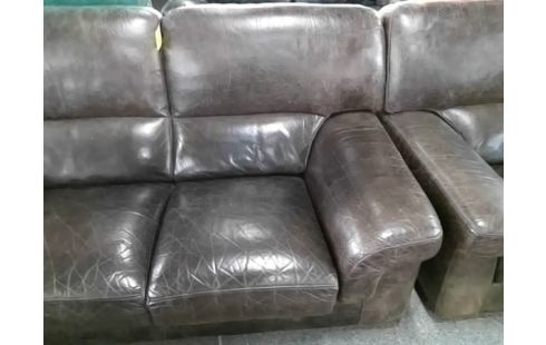 CANAPE 2P MARRON CUIR