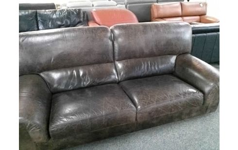 CANAPE 3P CUIR MARRON