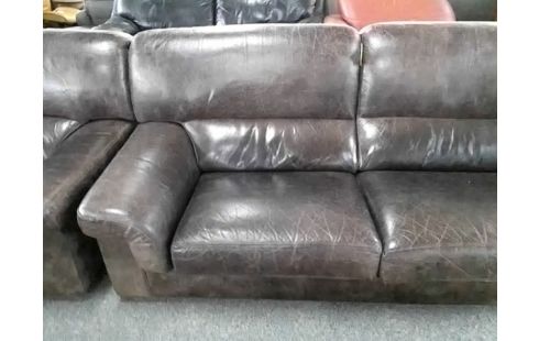 CANAPE 3P CUIR MARRON