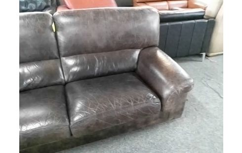 CANAPE 3P CUIR MARRON
