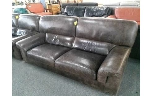 CANAPE 3P CUIR MARRON