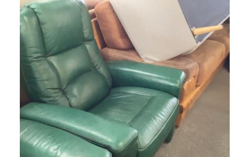 FAUTEUIL CUIR VERT