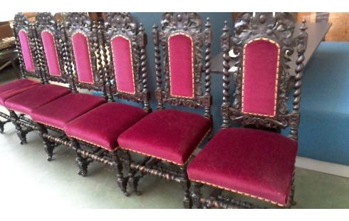 6 SILLAS ENRIQUE II ESTILO BURDEOS TERCIOPELO