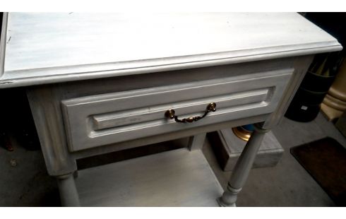 TABLE CONSOLE BLANCHE CERUSE 1 TIROIR