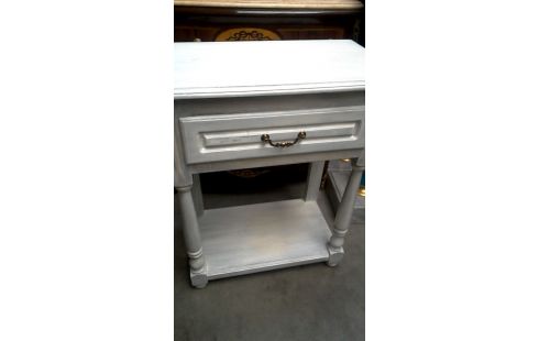 TABLE CONSOLE BLANCHE CERUSE 1 TIROIR