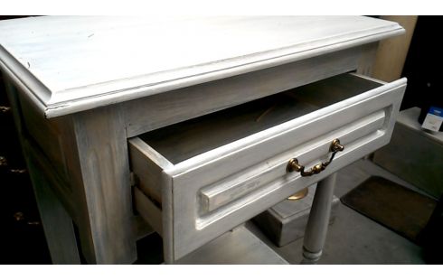 TABLE CONSOLE BLANCHE CERUSE 1 TIROIR