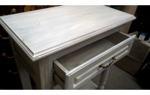 TABLE CONSOLE BLANCHE CERUSE 1 TIROIR