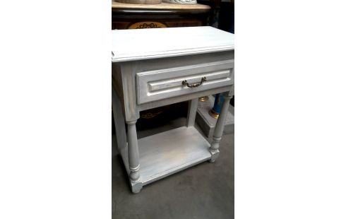 TABLE CONSOLE BLANCHE CERUSE 1 TIROIR
