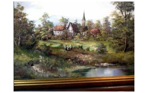 ÖLGEMÄLDE <BEHRINGER> I.R. AM DORFWEIHER
