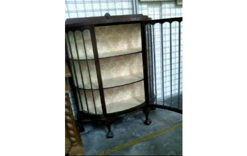 VITRINE HOLZ DUNKEL 1-TÜR 3 EBENEN