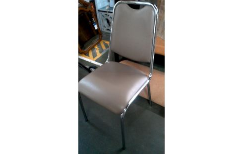 CHAISE BRUN SIMILI CUIR CHROME