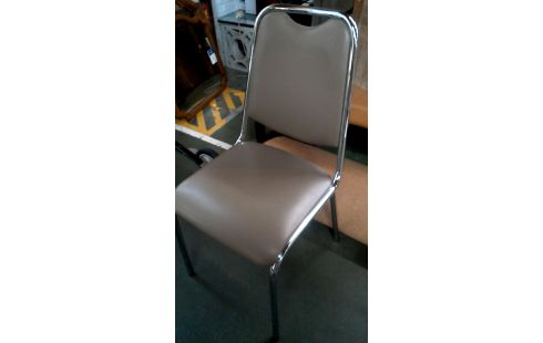 CHAISE BRUN SIMILI CUIR CHROME