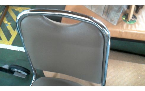 CHAISE BRUN SIMILI CUIR CHROME