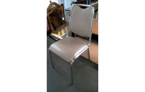 CHAISE BRUN SIMILI CUIR CHROME