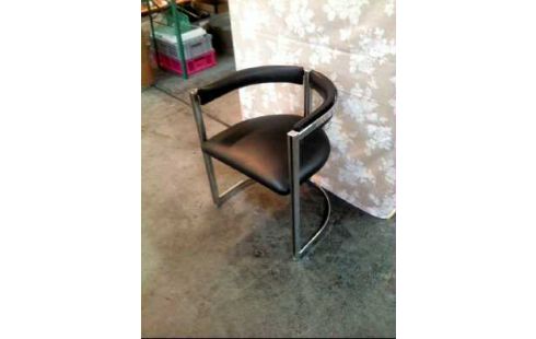 DESIGNER-STUHL SCHWARZ HALBR. CHROM/LEDEROPT.