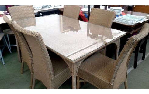 MESA DE COMEDOR MET, , 6 SILLAS HIELO