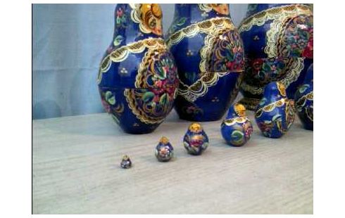 MATRJOSCHKA 10-TLG. BLAU/GOLDF. FLORAL