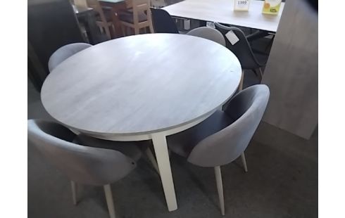 TABLE RONDE GRIS ET BLANC (1 ACCRO) 1 ALLONGE