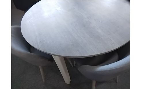 TABLE RONDE GRIS ET BLANC (1 ACCRO) 1 ALLONGE