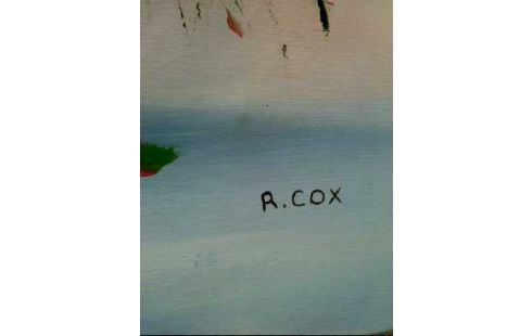 ÖLGEMÄLDE I.R. <R.COX> SIGN. BLUMENSTILLLEBEN