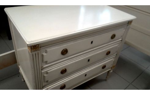 CHIFFONNIER STYLE LOUIS XVI BEIGE 3 TIROIRS