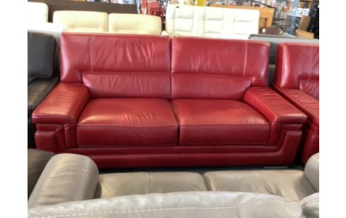 CANAPE CUIR ROUGE 3 PLACES