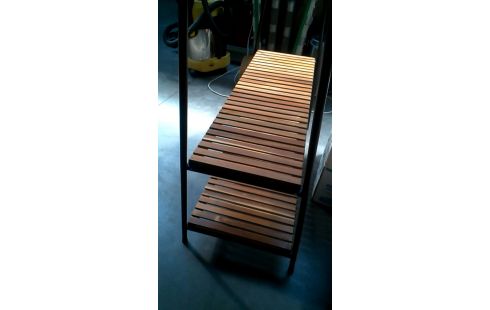 ETAGERE NOIR METAL, , BOIS