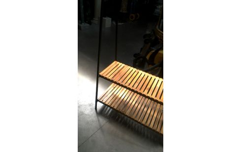 ETAGERE NOIR METAL, , BOIS