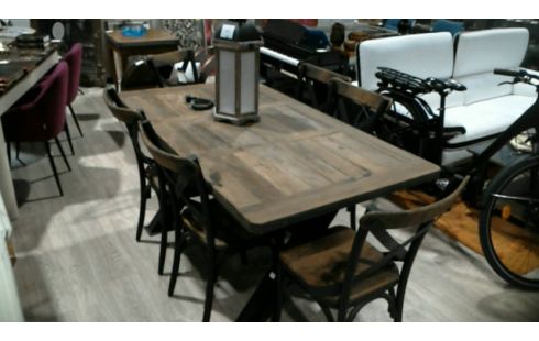 TABLE METAL NOIR ET BOIS
