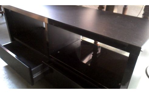MEUBLE TELE, , MEUBLE HIFI NOIR 2 TIROIRS