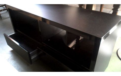 MEUBLE TELE, , MEUBLE HIFI NOIR 2 TIROIRS