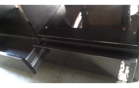 MEUBLE TELE, , MEUBLE HIFI NOIR 2 TIROIRS