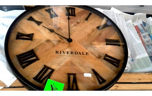UHR RUND SCHWARZ MET, , HOLZ