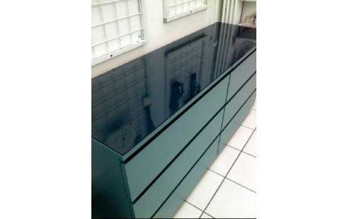 SIDEBOARD HOLZ TÜRKIS 6-SCHUBL. GLASPLATTE