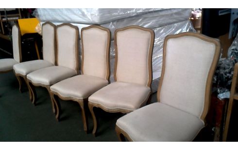 6 CHAISES BEIGE TISSU