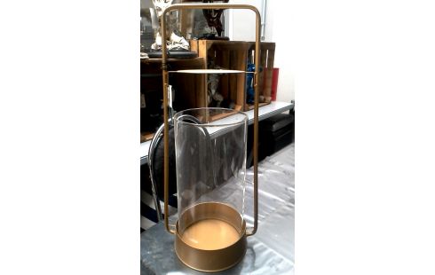 LANTERNE ROND OR COULEUR METAL GLACE