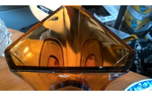 VASE ART DECO. BRUN GLACE