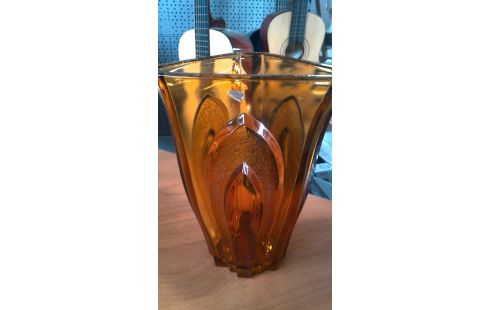 VASE ART DECO. BRUN GLACE