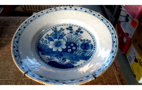 ASSIETTE ANTIQUE DELFT BLANCHE BLEUE
