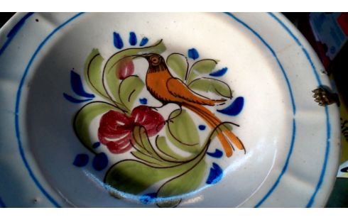 ASSIETTE ANTIQUE, , OISEAU ESPAGNOL