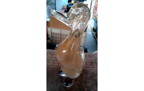 STATUETTE, , CANARD PATE DE VERRE