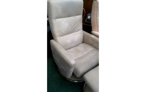 FAUTEUIL RELAX BEIGE MICROFIBRE MET, , REPOSE PIED