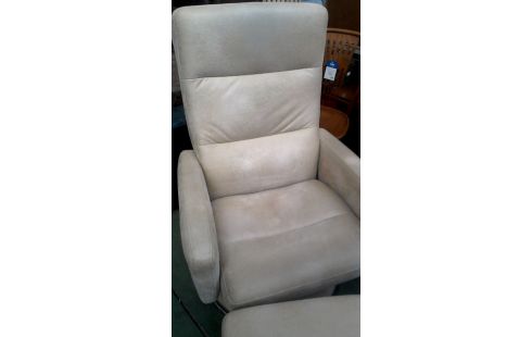 FAUTEUIL RELAX BEIGE MICROFIBRE MET, , REPOSE PIED