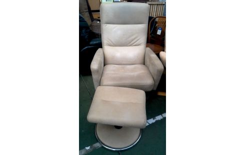 FAUTEUIL RELAX BEIGE MICROFIBRE MET, , REPOSE PIED