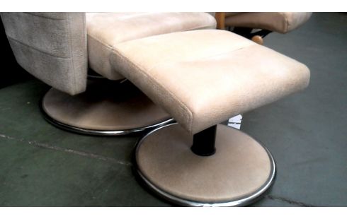 FAUTEUIL RELAX BEIGE MICROFIBRE MET, , REPOSE PIED