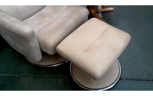 FAUTEUIL RELAX BEIGE MICROFIBRE MET, , REPOSE PIED